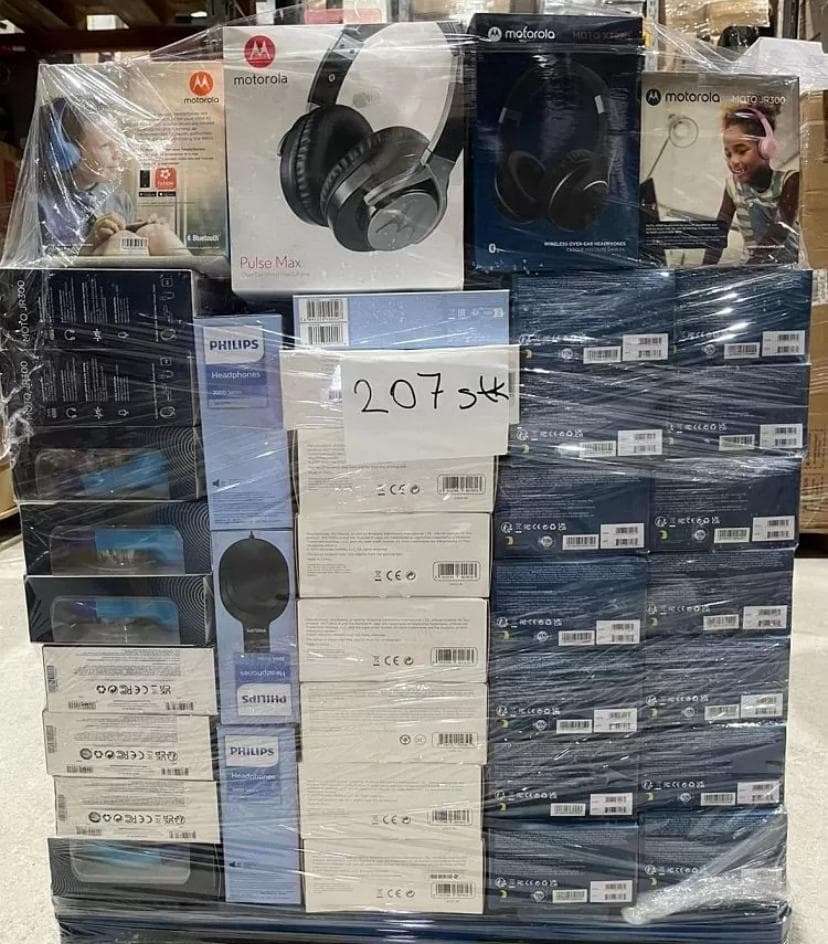 Motorola and Philips Bluetooth headphones pallet — primary view