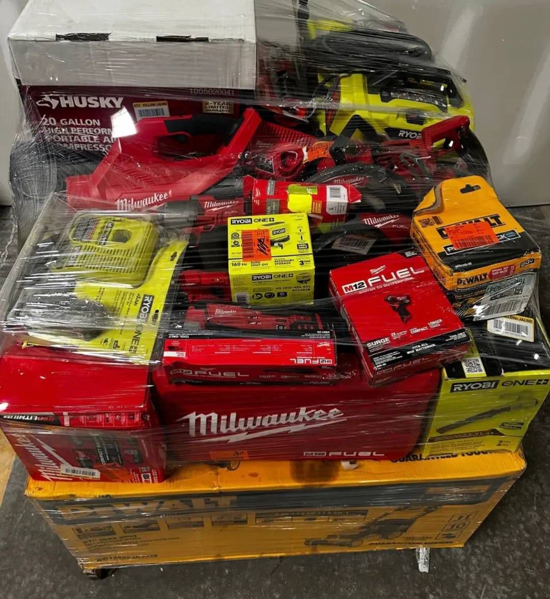 Milwaukee cordless tool pallet stack