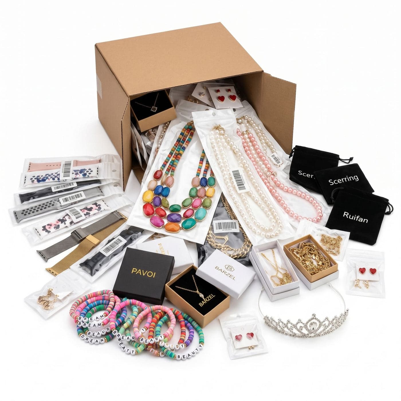 Trendy Amazon Jewelry & Accessories - Necklaces, Watch Bands, & Novelty Items (100 units) — product photo 1 of 6